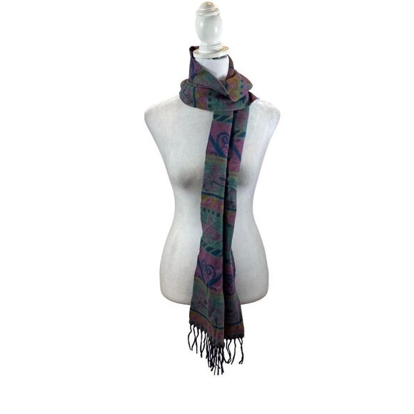 Ladies Strawbridge Clothier Brand Western Style Print Fringe‎ Scarf - Picture 3 of 9